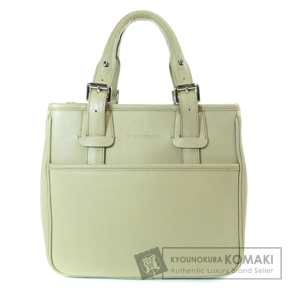 Burberry logo embossed leather tote bag